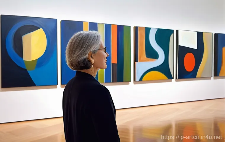 미술평론가 직무의 사회적 역할 - **Prompt:** A discerning female art critic in her late 40s to early 50s, elegantly dressed in smart ...