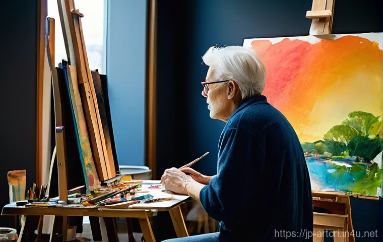 미술평론가 직무의 사회적 역할 - **Prompt:** A modern male art critic in his 30s, wearing a stylish blazer over a graphic tee, is eng...