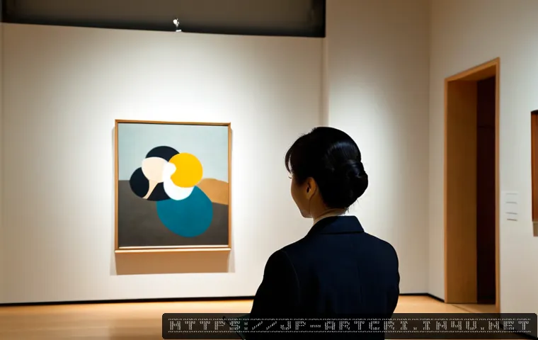 미술평론가 직업의 윤리적 책임 - Photorealistic editorial scene in a quiet contemporary Japanese art museum, a thoughtful middle-aged...